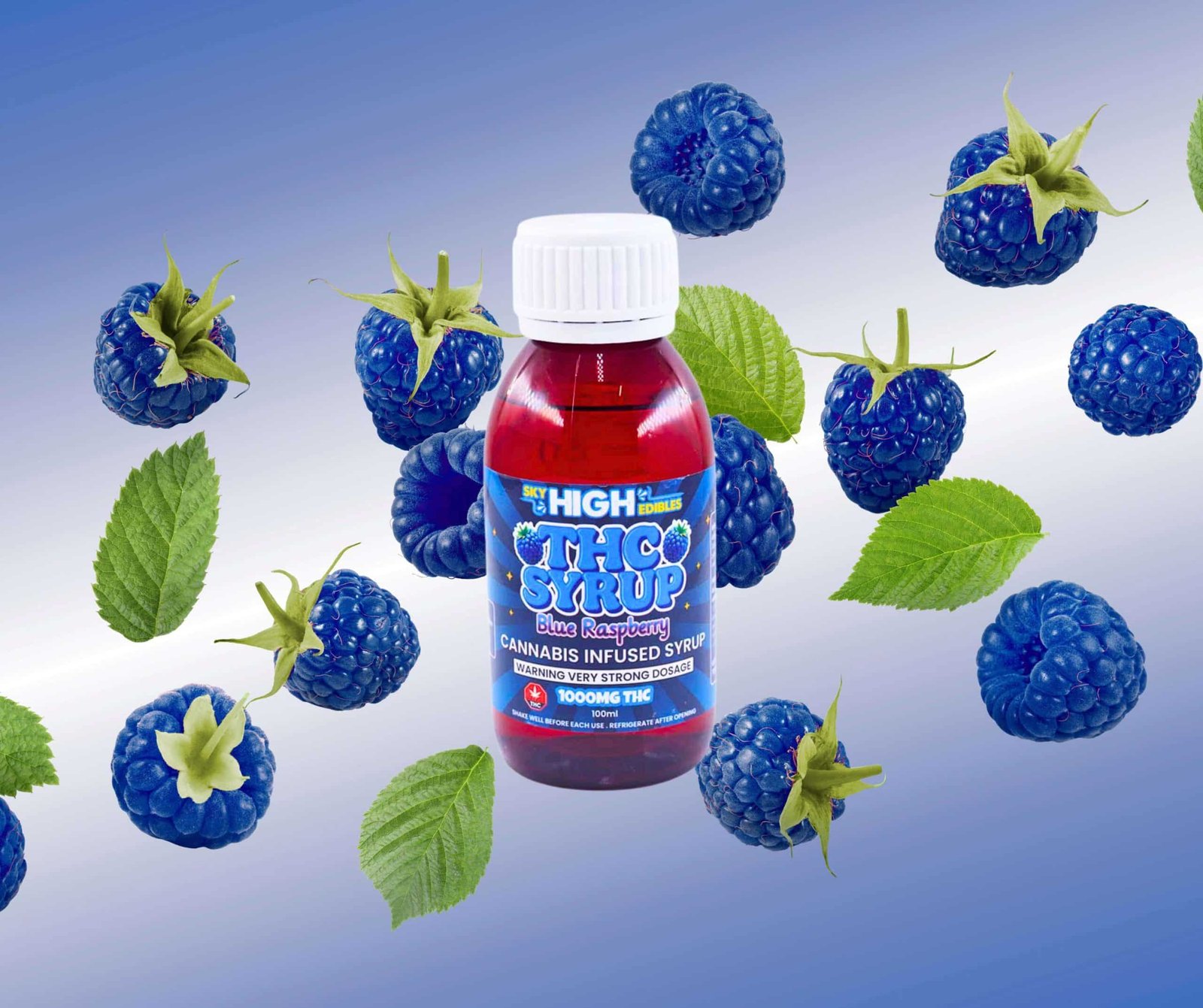Sky High Syrup – Blue Raspberry 1000mg THC