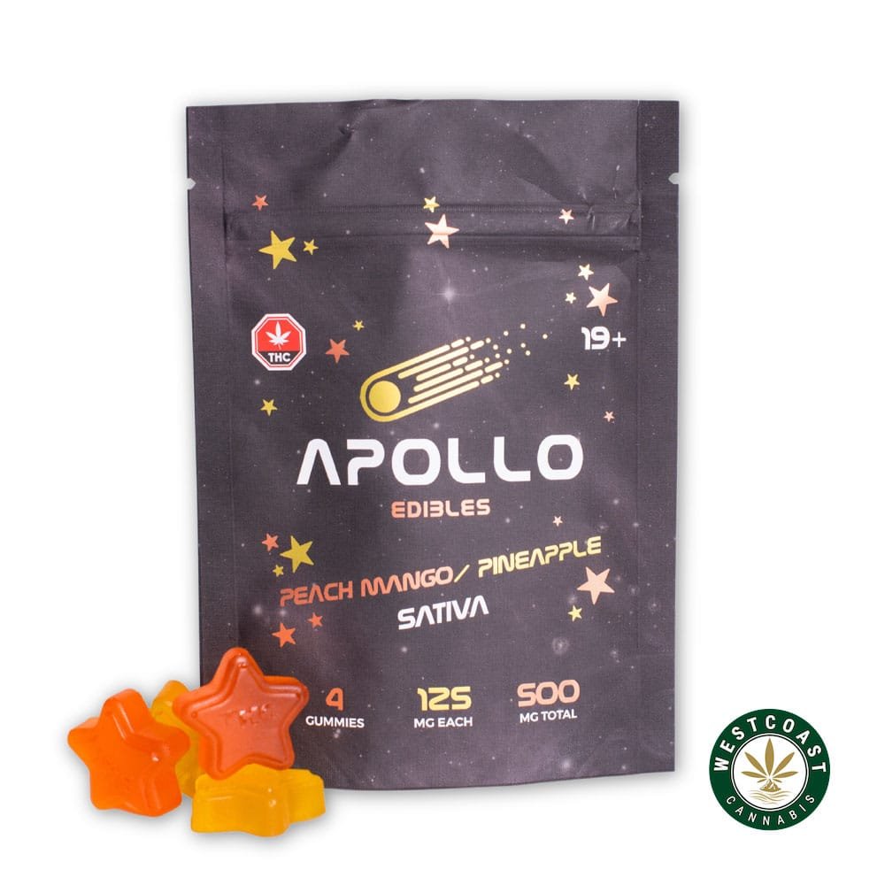 Apollo Edibles – Peach Mango/Pineapple Shooting Stars 500mg THC Sativa