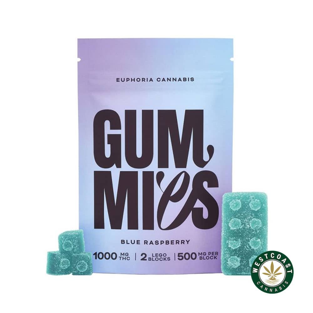 Euphoria Cannabis – Blue Raspberry Gummies 1000mg THC