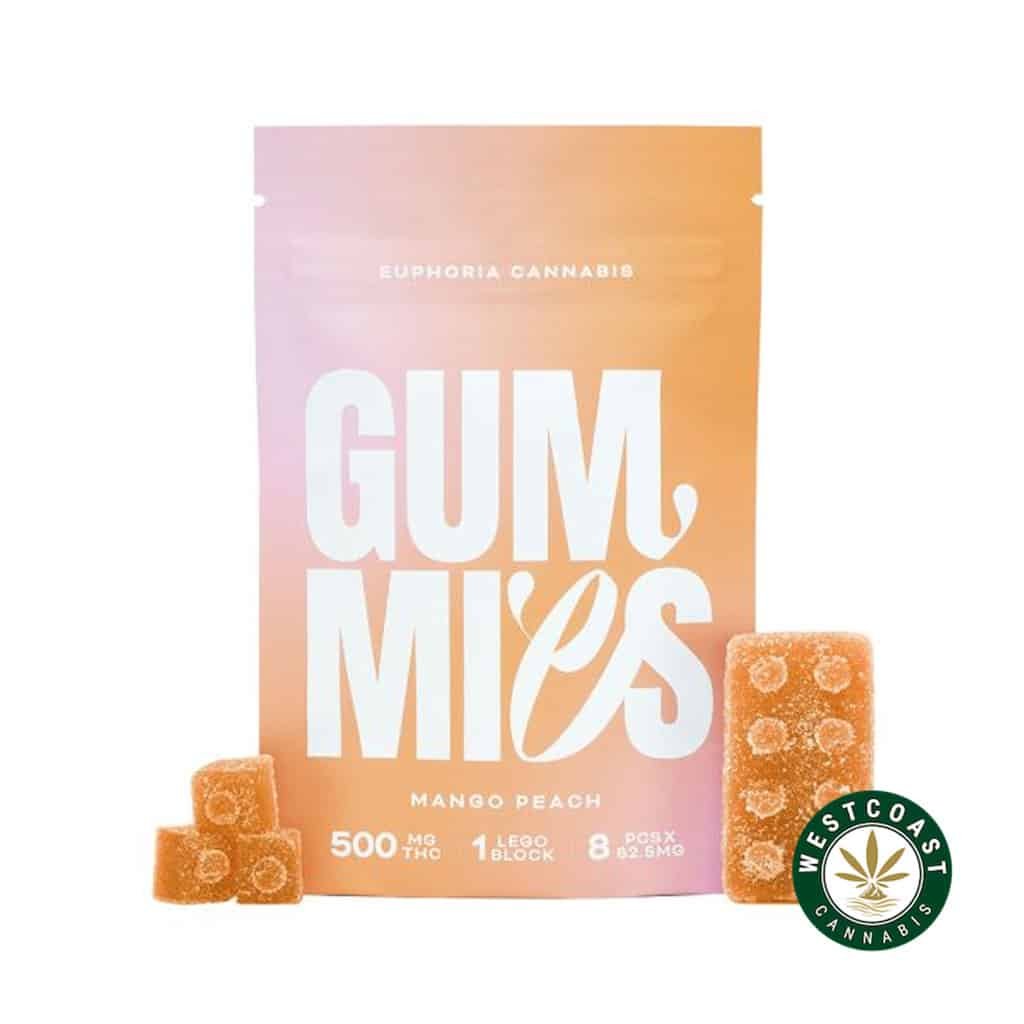Euphoria Cannabis – Mango Peach Gummies 500mg THC