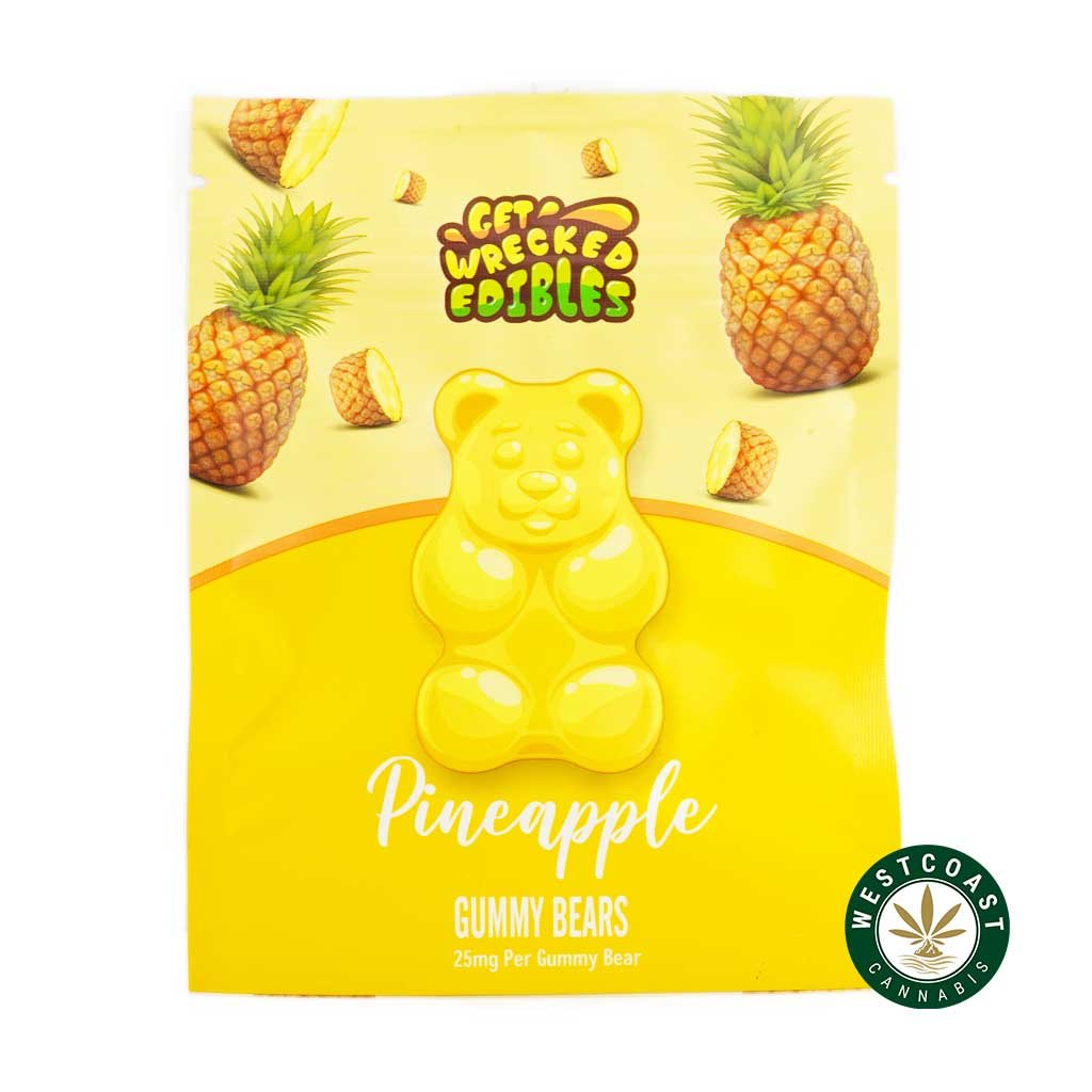 Get Wrecked Edibles – Pineapple Gummy Bears 300mg THC