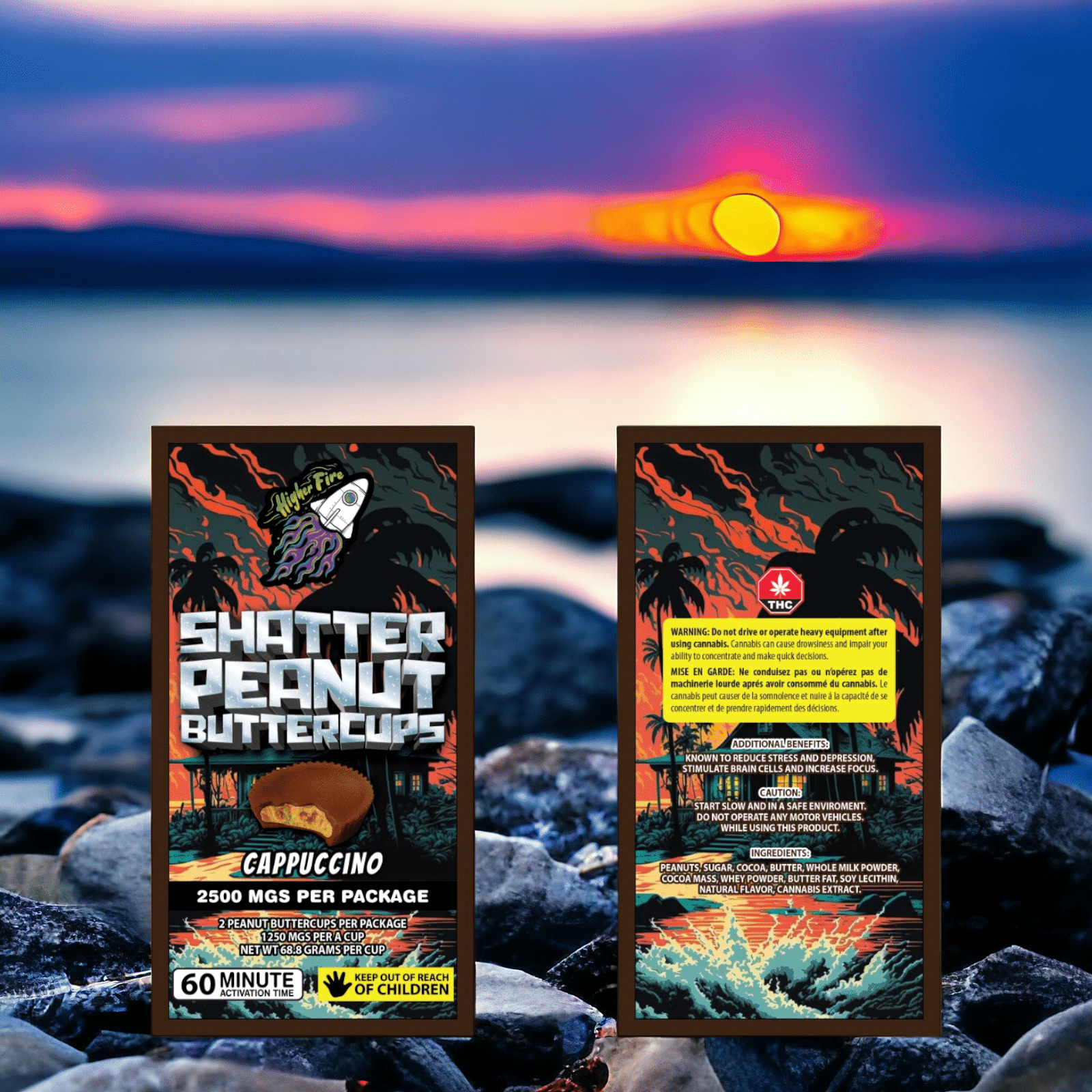 Higher Fire Extracts – Shatter Peanut Butter Chocolate Cups – Cappuccino 2500mg THC
