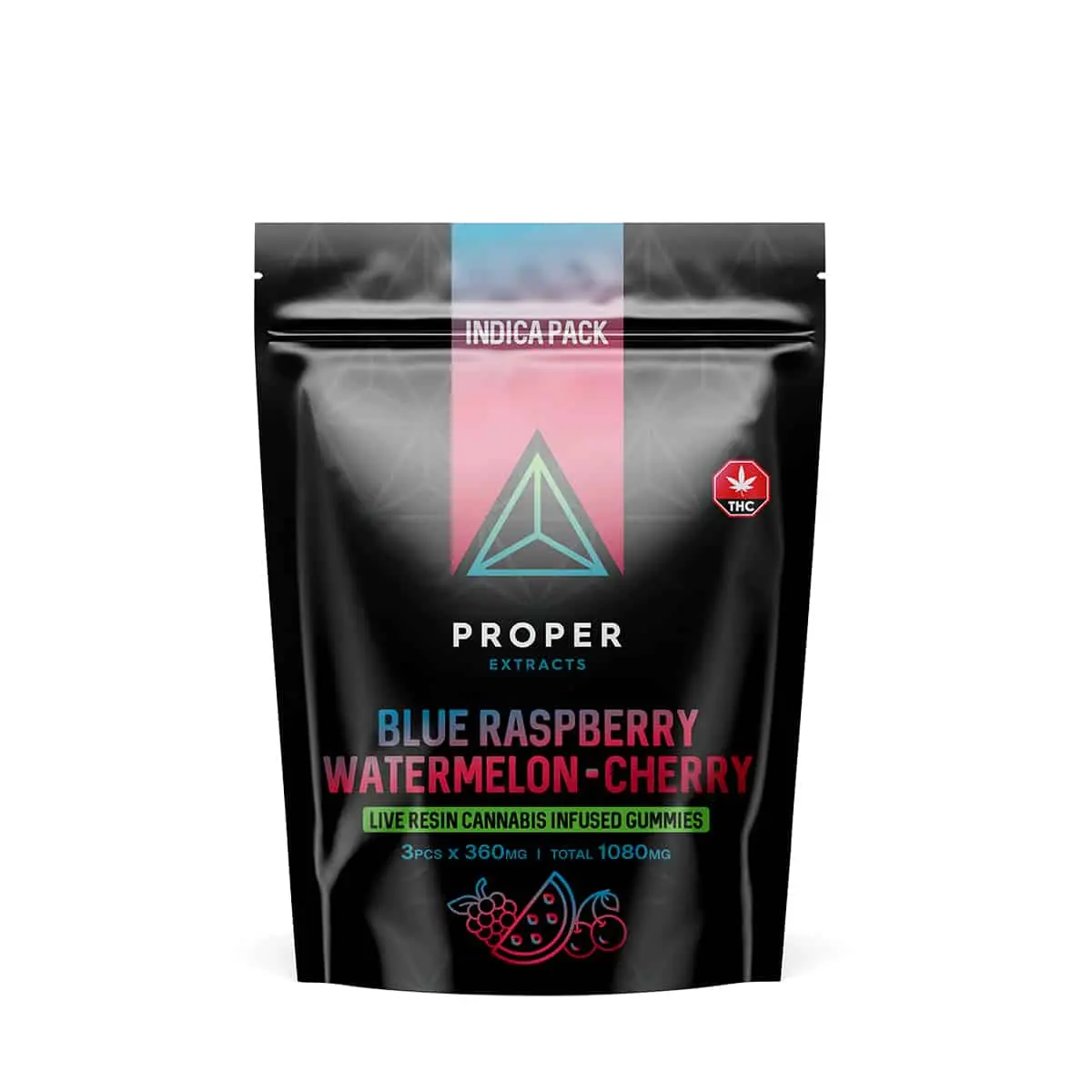 Proper Extracts Edibles – Triangles 1080mg Live Resin Gummies – Indica Pack