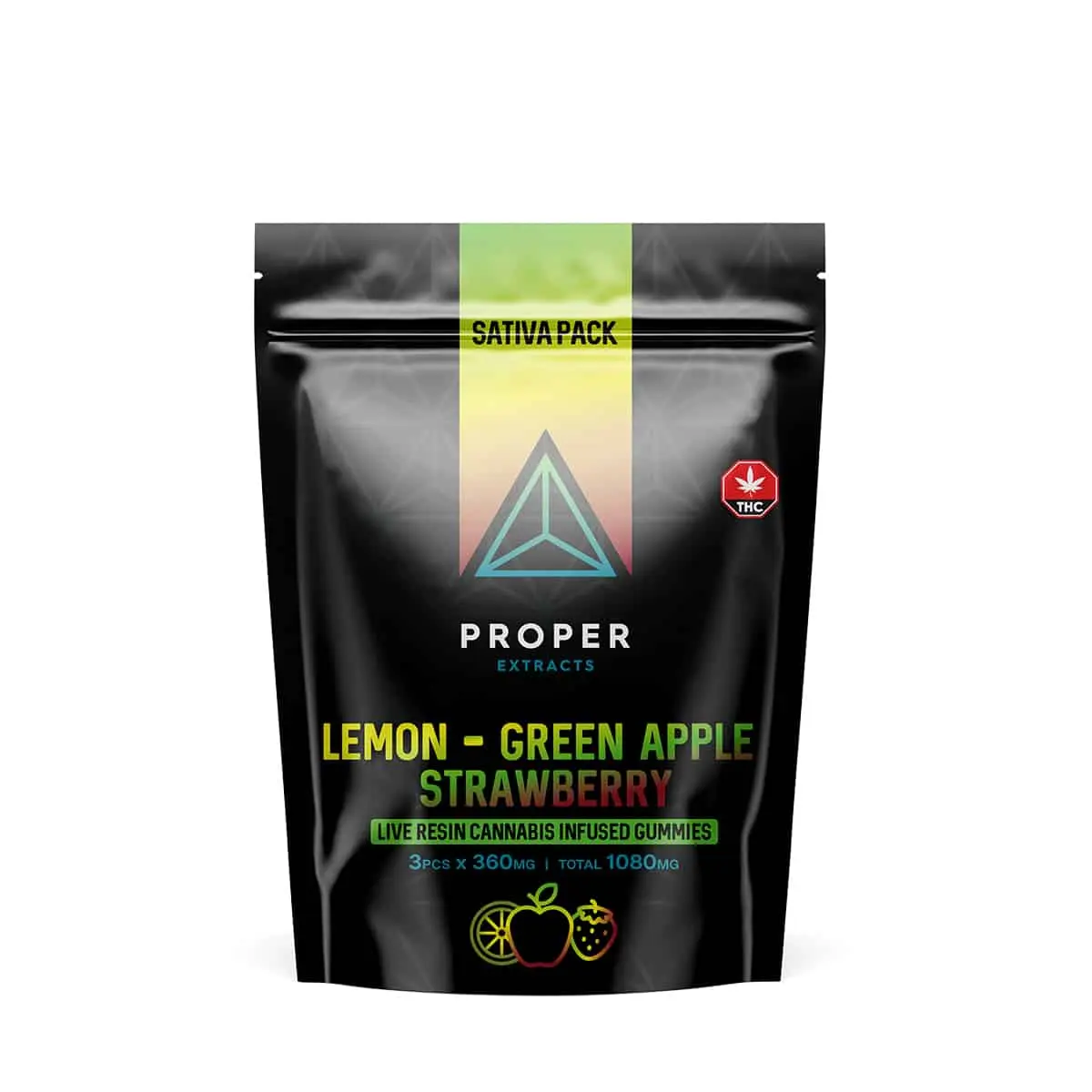 Proper Extracts Edibles – Triangles 1080mg Live Resin Gummies – Sativa Pack