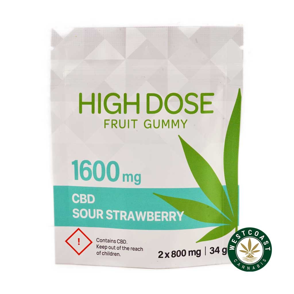 High Dose Fruit Gummy – Extreme Strength Sour Strawberry 1600mg CBD