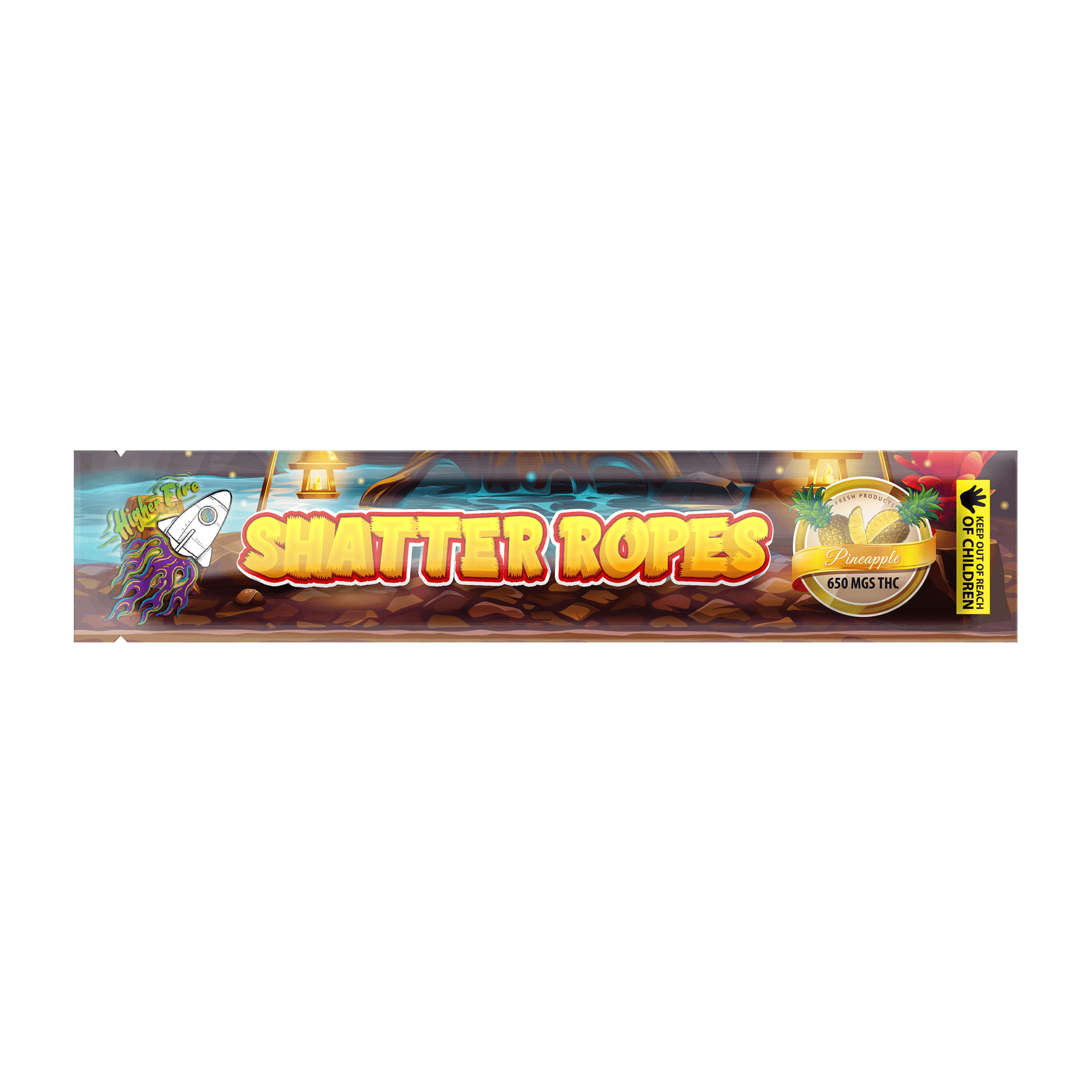 Higher Fire Extracts – Shatter Ropes – Pineapple 650MG THC
