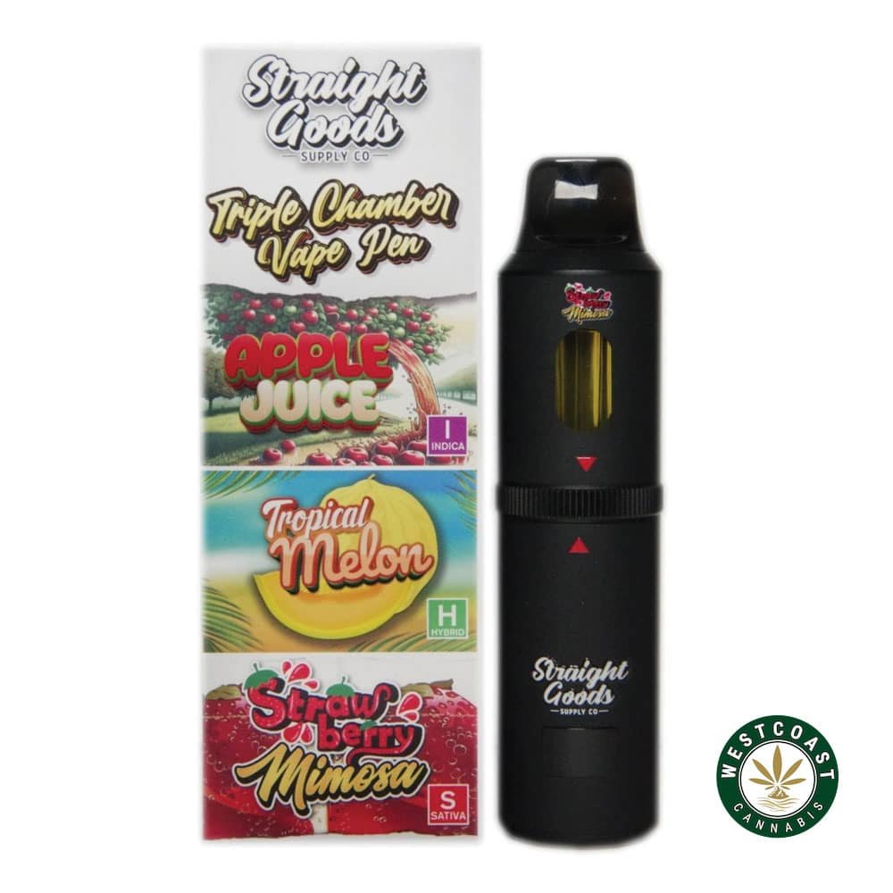Straight Goods – Triple Chamber Vape – Apple Juice + Tropical Melon + Strawberry Mimosa (3 Grams + 3 Grams + 3 Gram)