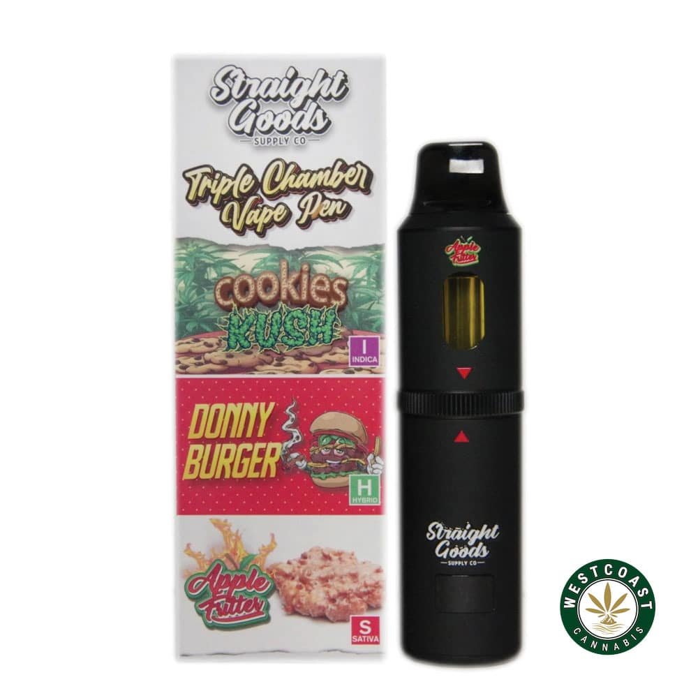 Straight Goods – Triple Chamber Vape – Cookies Kush + Donny Burger + Apple Fritter (3 Grams + 3 Grams + 3 Gram)