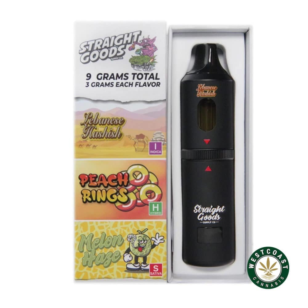 Straight Goods – Triple Chamber Vape – Lebanese Hashish + Peach Rings + Melon Haze (3 Grams + 3 Grams + 3 Gram)
