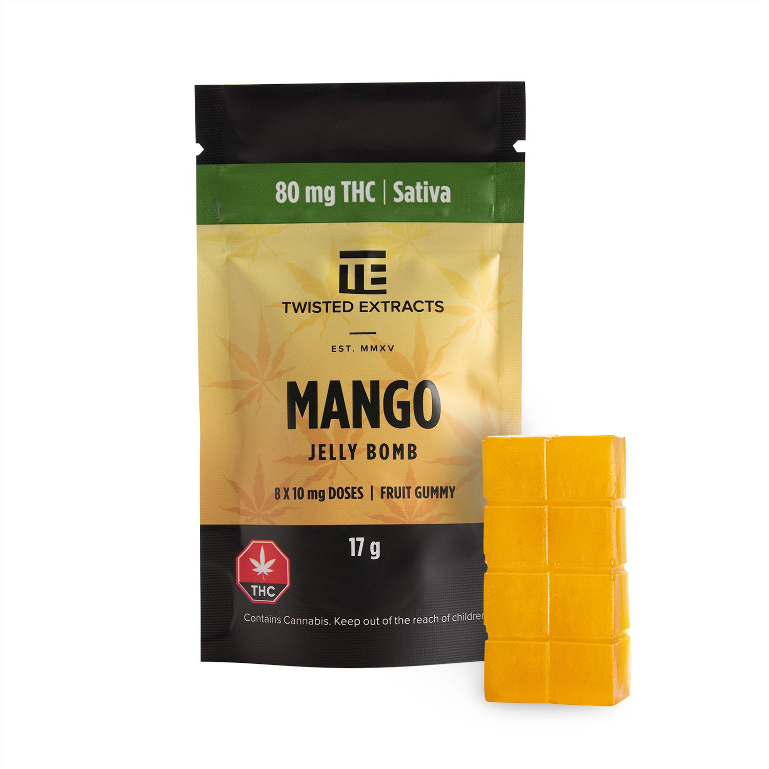 Twisted Extracts Mango Jelly Bombs 80mg THC Sativa