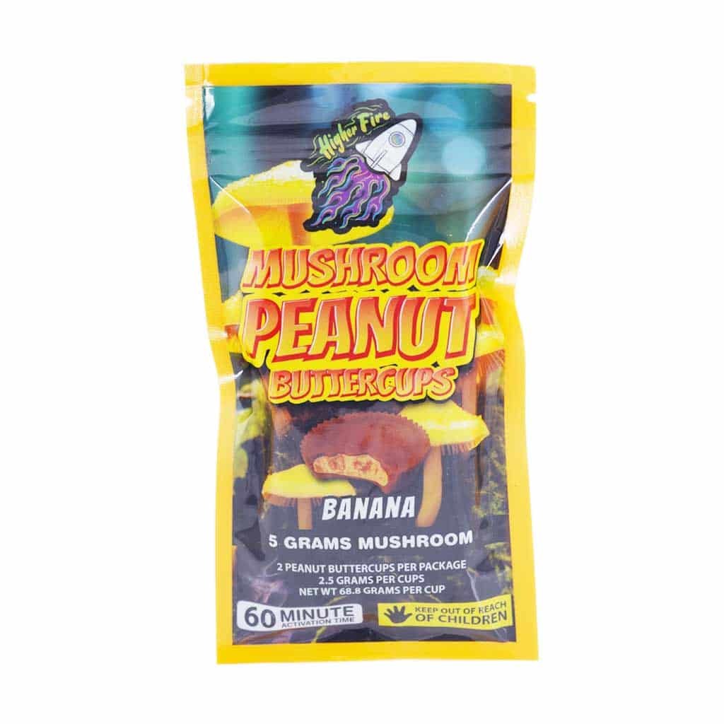 Higher Fire Extracts – Mushroom Peanut butter Chocolate Cups – Banana 5000MG