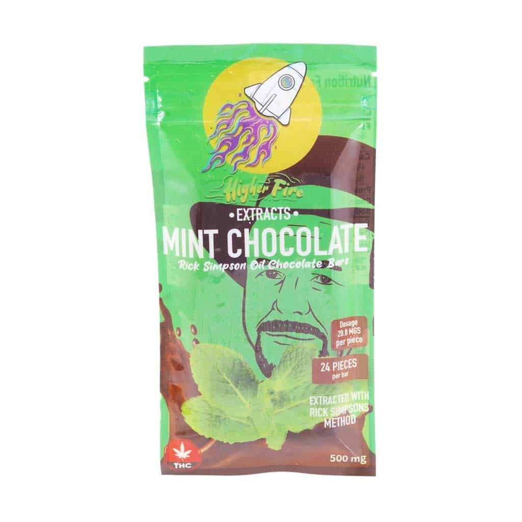 Higher Fire Extracts – Rick Simpson Chocolate Bar – Mint 500mg THC