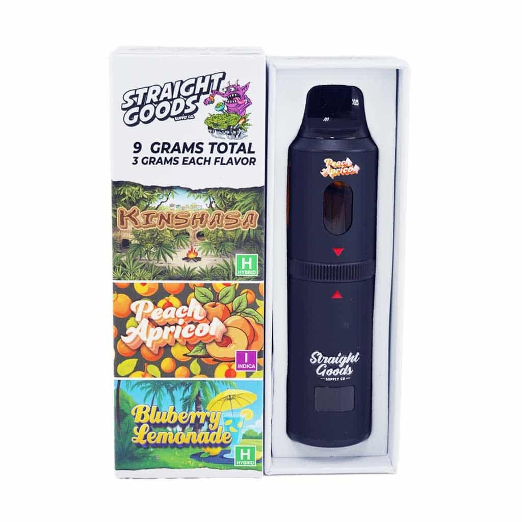 Straight Goods – Triple Chamber Vape – Kinshasa + Peach Apricot + Blueberry Lemonade (3 Grams + 3 Grams + 3 Gram)