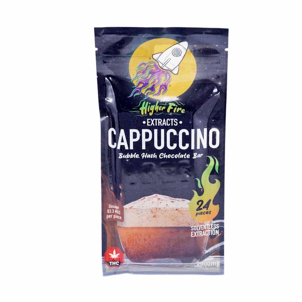 Higher Fire Extracts – Bubble Hash Chocolate Bar – Cappuccino 2000mg THC