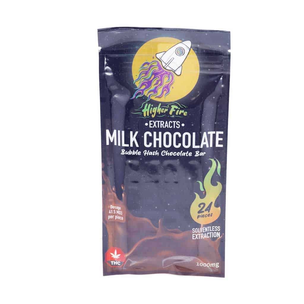 Higher Fire Extracts – Bubble Hash Chocolate Bar – Milk 1000mg THC