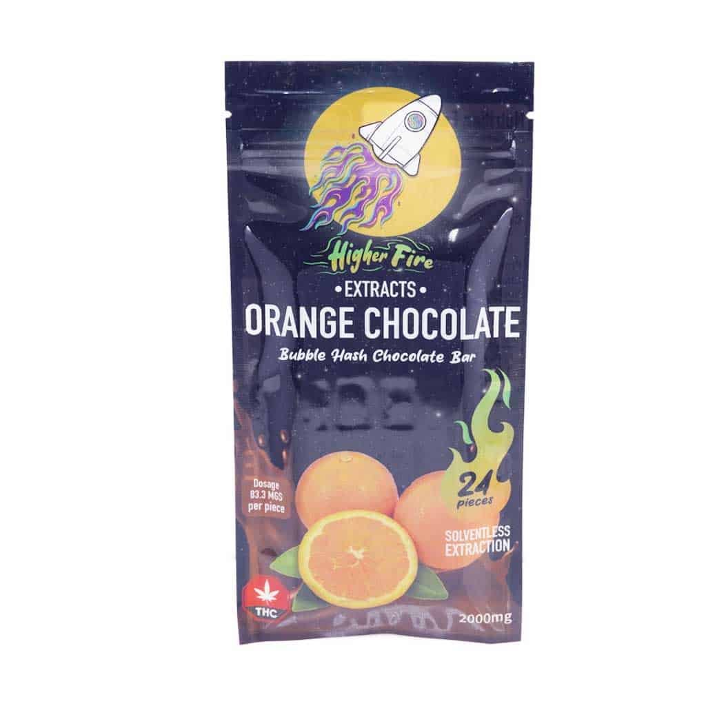 Higher Fire Extracts – Bubble Hash Chocolate Bar – Orange 2000mg THC