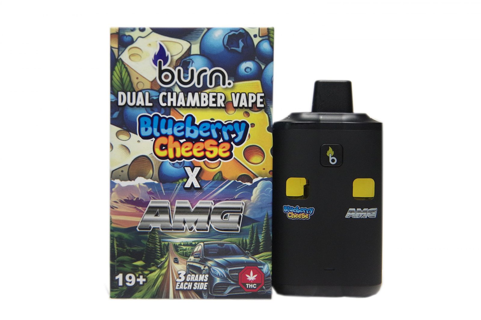 Burn Extracts – Dual Chamber Disposable Vape – Blueberry Cheese + AMG (3+3 Gram)