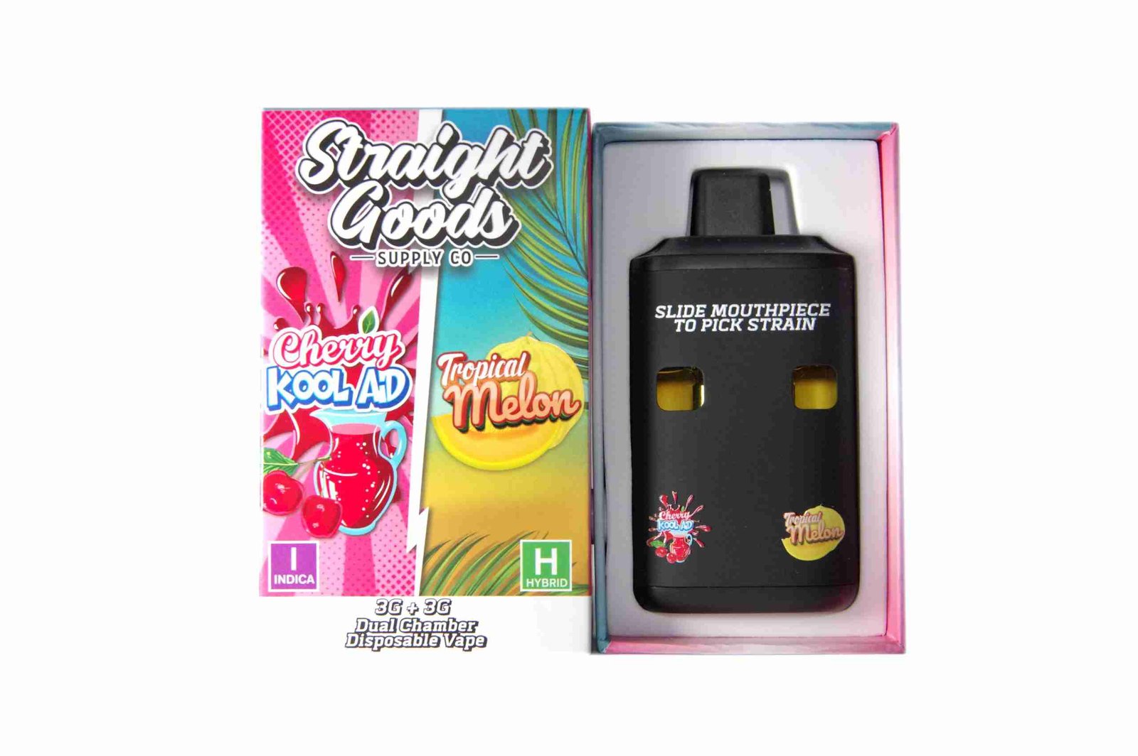 Straight Goods – Dual Chamber Vape – Cherry Kool Aid + Tropical Melon (3 Grams + 3 Grams)