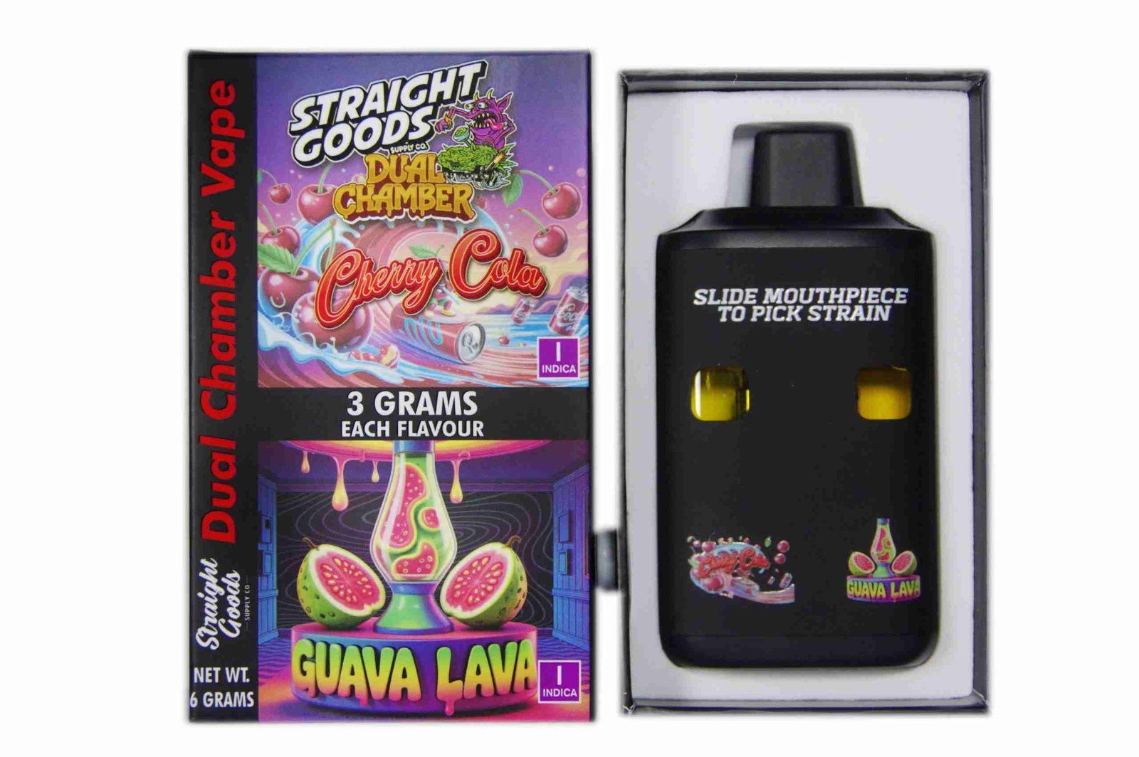 Straight Goods – Dual Chamber Vape – Cherry Cola + Guava Lava (3 Grams + 3 Grams)