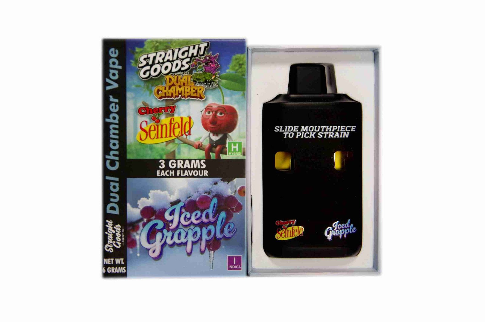 Straight Goods – Dual Chamber Vape – Cherry Seinfeld + Iced Grapple (3 Grams + 3 Grams)