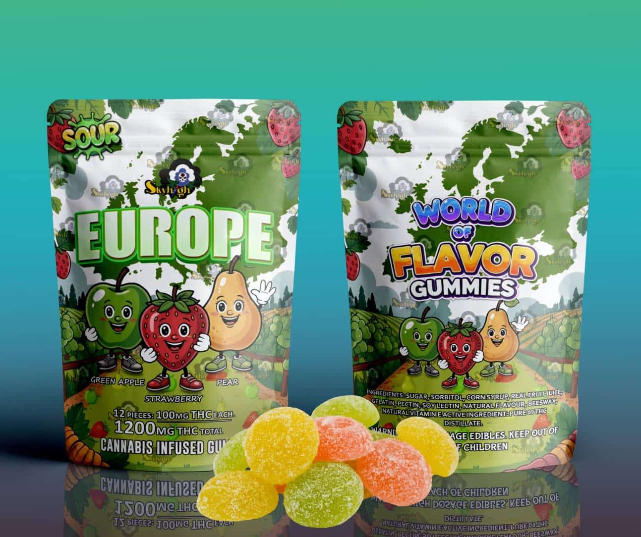 Sky High Edibles – World of Flavor Gummies – Europe (1200mg THC)