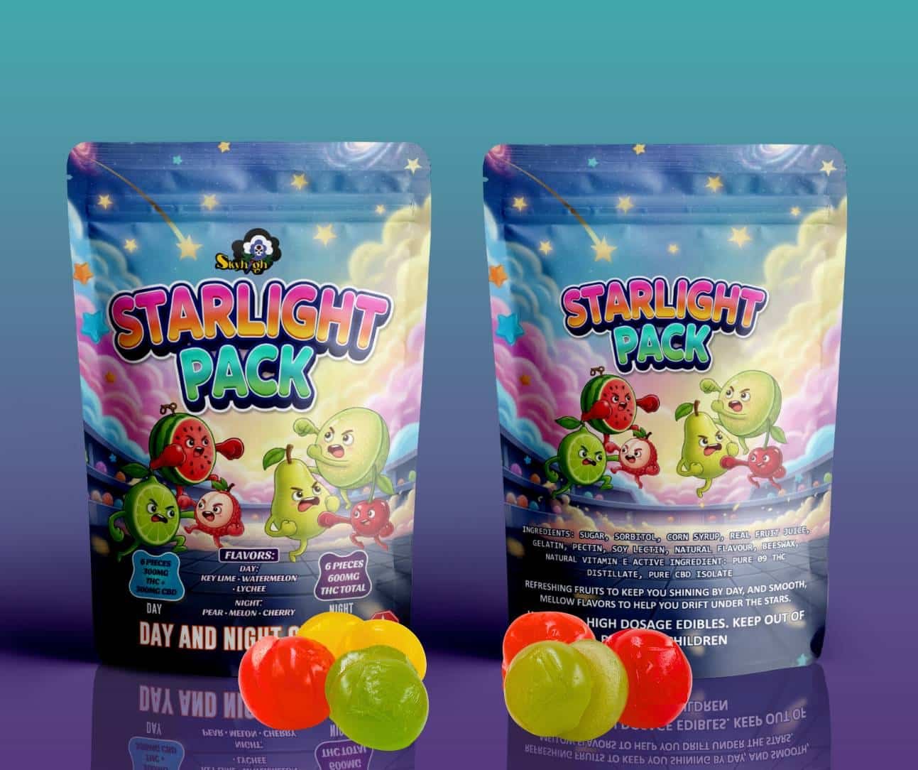 Sky High Edibles – Day and Night Gummies – Starlight Pack (900mg THC : 300mg CBD)